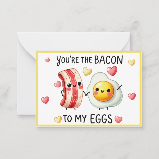 Carte De Correspondance Mignon Kawaii Bacon et Œufs (Devant)