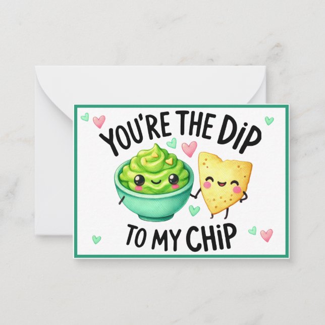 Carte De Correspondance Mignon Kawaii Chips et Trempette (Devant)