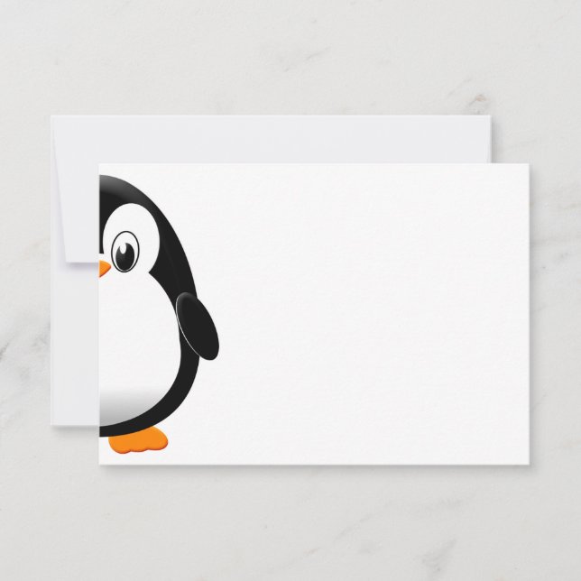 Carte De Correspondance Mignon manchot noir et blanc Blank  (Devant)
