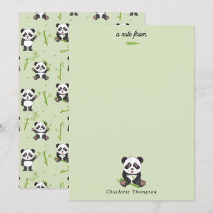 Carte De Correspondance Mignon motif d'animaux Kawaii en bambou d'ours Pan