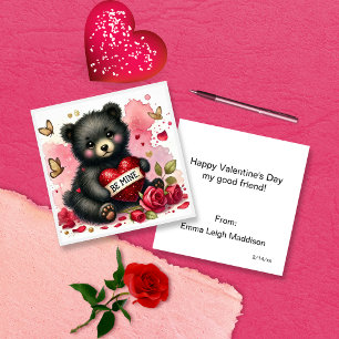 Carte De Correspondance Mignon petit ours de la Saint-Valentin en classe