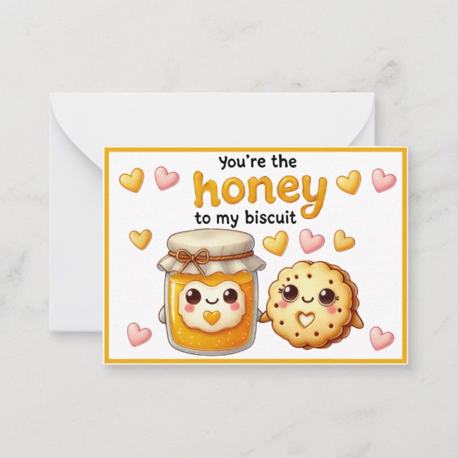 Carte De Correspondance Mignonne Kawaii Miel et Biscuits (Devant)