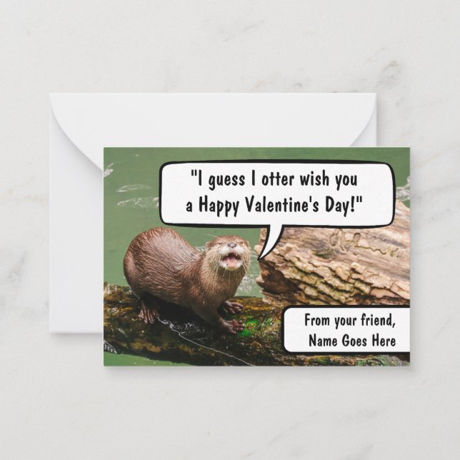 Carte De Correspondance Mignonne loutre drôle école Saint-Valentin (Dos)