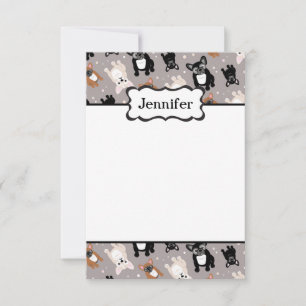 Carte De Correspondance Mignonne Personnaliser de Bulldog français avec vo