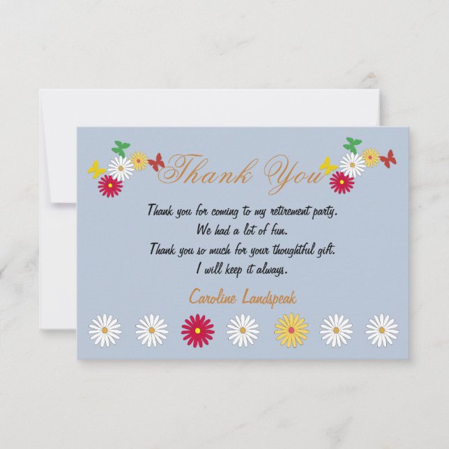 Carte De Correspondance Mignonnes marguerites et papillons Bonne retraite  (Devant)