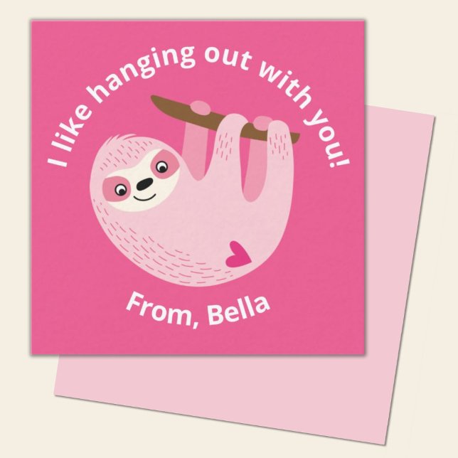 Carte De Correspondance Mignons enfants Valentine de la paresse rose (A cute pink sloth mini Valentine is so fun for a school classroom valentine exchange)