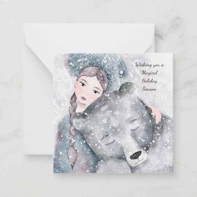 Carte De Correspondance MINI Bear Snow Princess Bleak Midwinter Holiday (Devant)