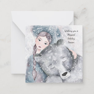 Carte De Correspondance MINI Bear Snow Princess Bleak Midwinter Holiday