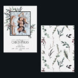 Carte De Correspondance Mini Black Winter Botanique Photo Joyeux Noël<br><div class="desc">Voici notre Mini Black Winter Botanical Photo Joyeux Noël Note Card! Cette belle carte 3.5x2.5 présente votre photo de famille préférée, avec Joyeux Noël dans une populaire calligraphie lettrée à la main et serif font duo. Il est agrémenté de botaniques d'hiver noirs foncés, rouges et verts dénaturés. La carte peut...</div>