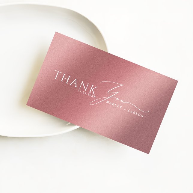 Carte De Correspondance Mini Budget Modern Rose Gold Wedding Thank You (Créateur téléchargé)