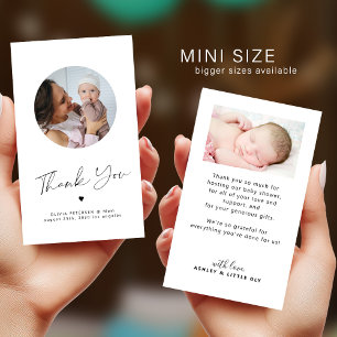 Carte De Correspondance Mini chic minimaliste TAILLE photo bébé merci