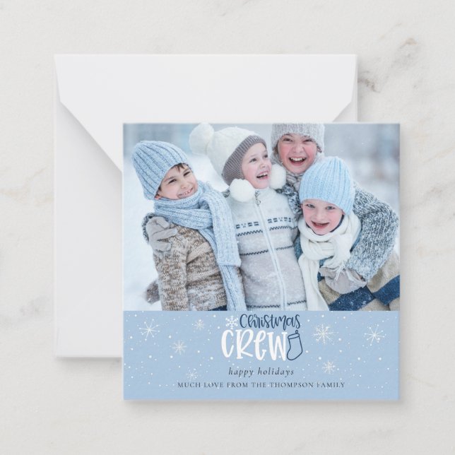 Carte De Correspondance MINI Christmas Crew Family Photo Blue Holiday (Devant)