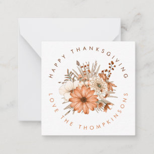 Carte De Correspondance MINI Floraux d'automne Bon thanksgiving de feuilla