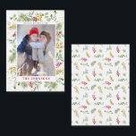 Carte De Correspondance Mini Gold Winter Greenery Joyeux Noël Photo<br><div class="desc">Voici notre nouvelle Mini Gold Winter Greenery Joyeuse carte photo de Noël! Cette belle carte 3.5x2.5 présente votre photo verticale préférée, entourée d'un cadre botanique d'hiver rouge et vert festif. Il est facile à personnaliser et tous les champs de texte peuvent être modifiés selon vos besoins. Cette carte de vacances...</div>