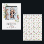 Carte De Correspondance Mini Gold Winter Greenery Joyeux Noël Photo<br><div class="desc">Voici notre Mini Gold Winter Greenery Joyeuse carte photo de Noël! Cette belle carte 3.5x2.5 présente votre photo de famille préférée, avec Joyeux Noël dans une populaire calligraphie lettrée à la main et serif font duo. Elle est agrémentée d'une verdure botanique d'hiver peinte à la main et d'une aquarelle festive...</div>