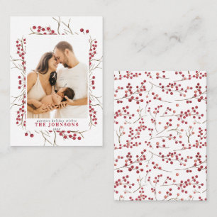 Carte De Correspondance Mini hiver Rouge Berry aquarelle photo de Noël