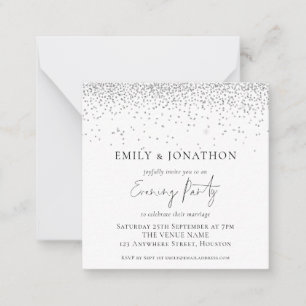 Carte De Correspondance MINI   Mariage de Parties scintillant en argent In