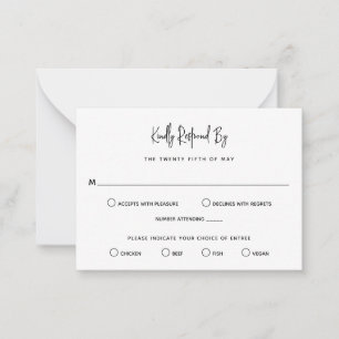 Carte De Correspondance Mini mariage minimaliste noir et blanc RSVP