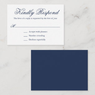 Carte De Correspondance Mini mariage traditionnel bleu de la marine RSVP