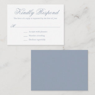 Carte De Correspondance Mini mariage traditionnel bleu Dusty RSVP