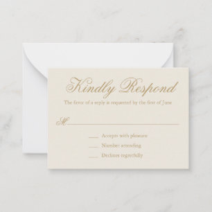 Carte De Correspondance Mini mariage traditionnel ivoire élégant RSVP