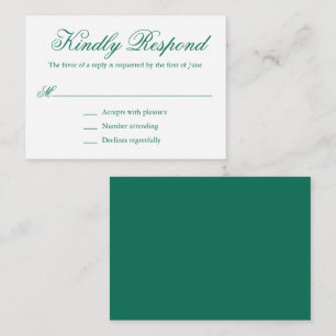 Carte De Correspondance Mini mariage traditionnel vert émeraude RSVP