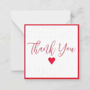 Carte De Correspondance Mini Merci Avec Pois Rouges