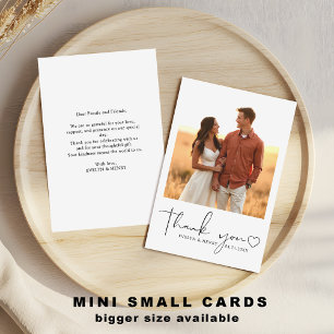 Carte De Correspondance Mini Merci miniature de la photo de coeur de scrip