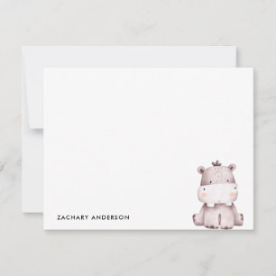 Carte De Correspondance Mini mignon bébé hippo Enfants Personnalisé