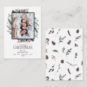 Carte De Correspondance Mini moderne hiver Joyeux Noël Famille Photo