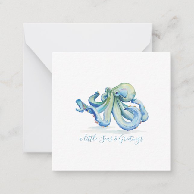 Carte De Correspondance Mini Octopus Noël (Devant)