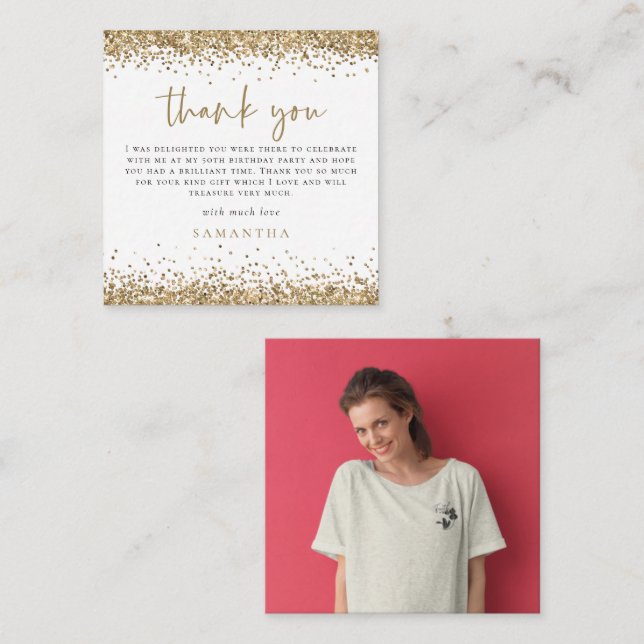 Carte De Correspondance MINI Parties scintillant d'or Photo Cinquantième 5 (Devant / Derrière)
