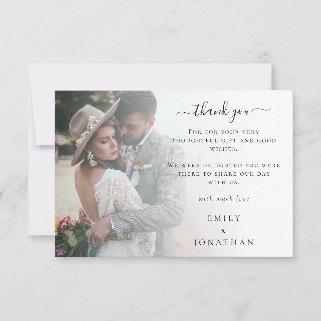 Carte De Correspondance Mini photo moderne superposition Mariage Merci (Devant)