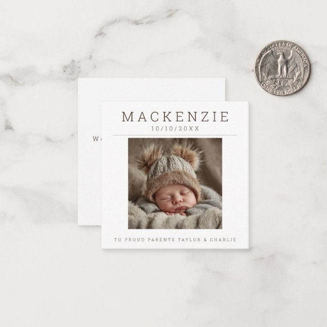 Carte De Correspondance MINI Photo New Baby Photo Personalized 2 sided (Devant/Arrière en situation)