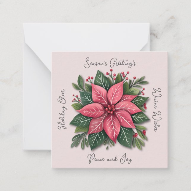 Carte De Correspondance Mini poinsettia rose Non confessionnel Noël (Devant)