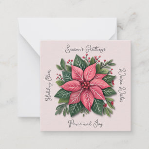 Carte De Correspondance Mini poinsettia rose Non confessionnel Noël
