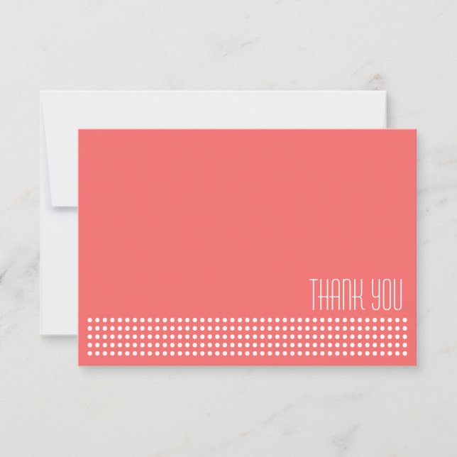 Carte De Correspondance Mini Pois Merci Note (Corail / Blanc) (Devant)