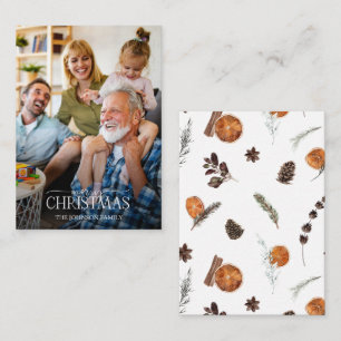 Carte De Correspondance Mini Russe Orange Joyeux Noël Script Photo