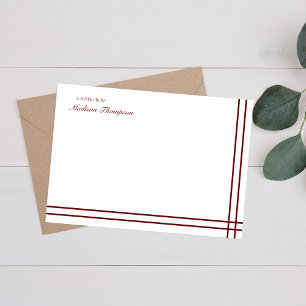 Carte De Correspondance Mini-Script Maroon rouge double bordure