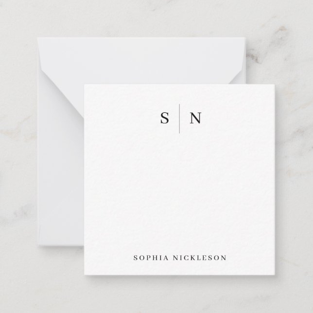Carte De Correspondance Minimal et chic | Monogramme noir et blanc (Devant)