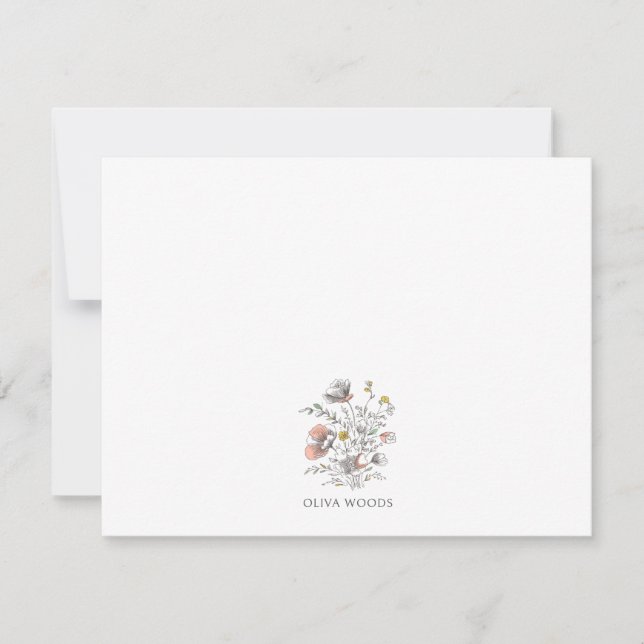 Carte De Correspondance Minimal Wildflower Botanical Name Stationery  (Devant)