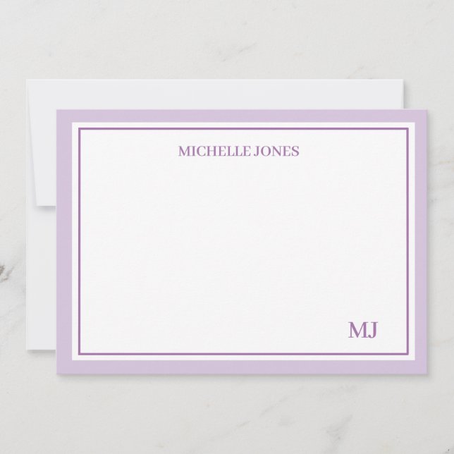 Carte de correspondance minimale violette avec nom (Devant)