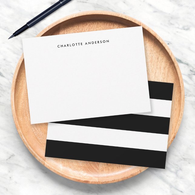 Carte De Correspondance Minimalisme Moderne - Rayures Blanches & Couleur P (Créateur téléchargé)