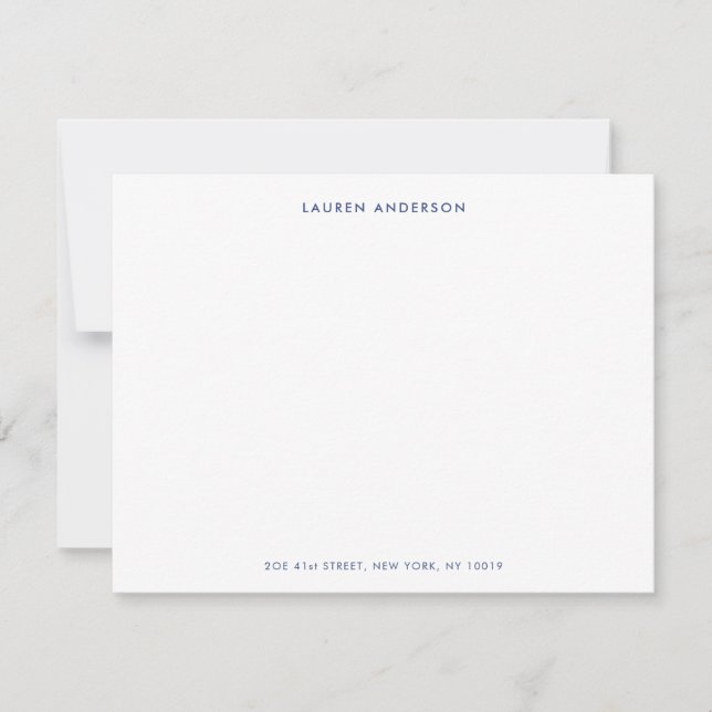 Carte De Correspondance Minimalist Blue and white Personalized Flat (Devant)