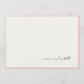 Carte De Correspondance Minimalist Blush Pink Border Personalized Script