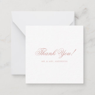 Carte De Correspondance Minimalist Dusty Rose Script Wedding Thank You