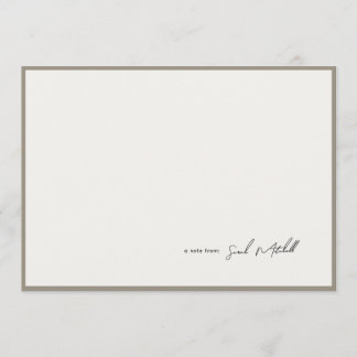 Carte De Correspondance Minimalist Greige Border Personalized Script