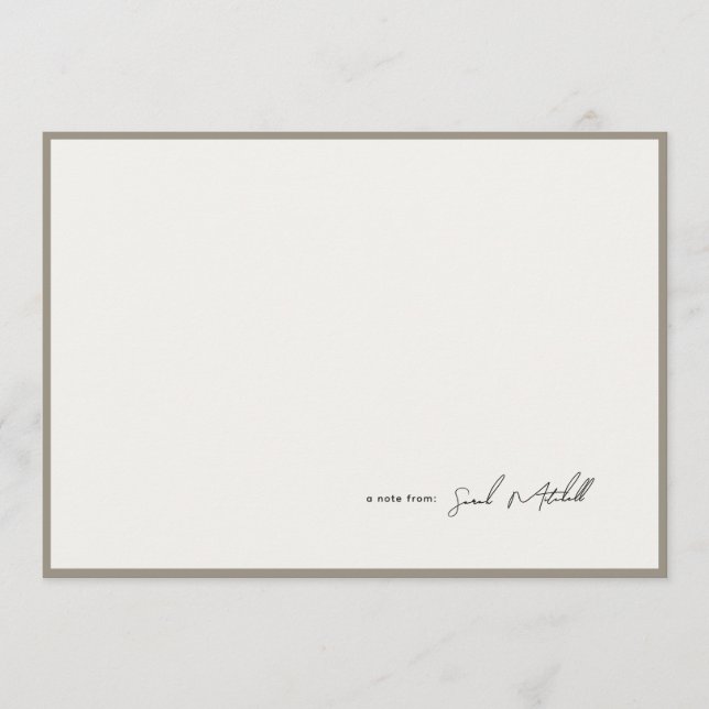 Carte De Correspondance Minimalist Greige Border Personalized Script (Devant)