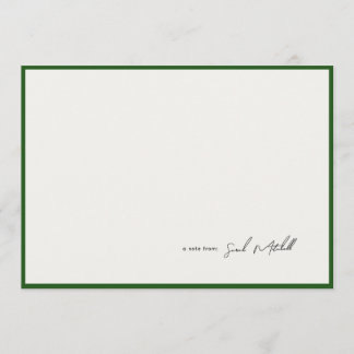Carte De Correspondance Minimalist Hunter Green Border Personalized Script