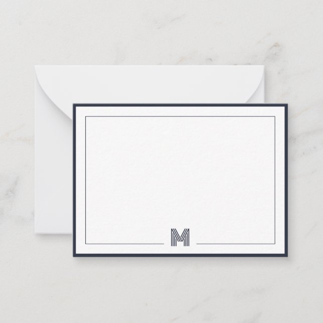 Carte De Correspondance Minimalist Monogram Double Border Stationery (Devant)